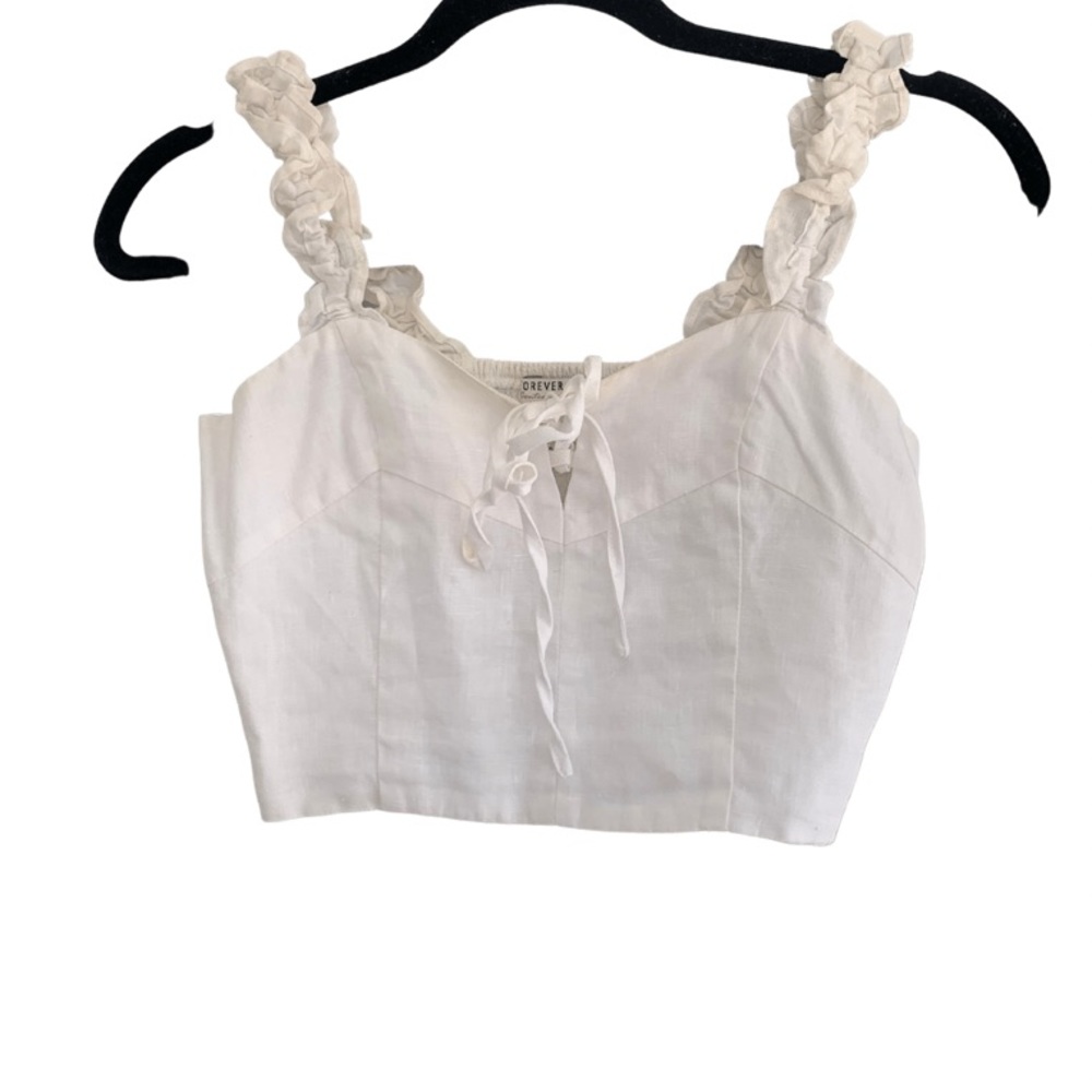 Lace Up Ruffle Sleeve Crop Top